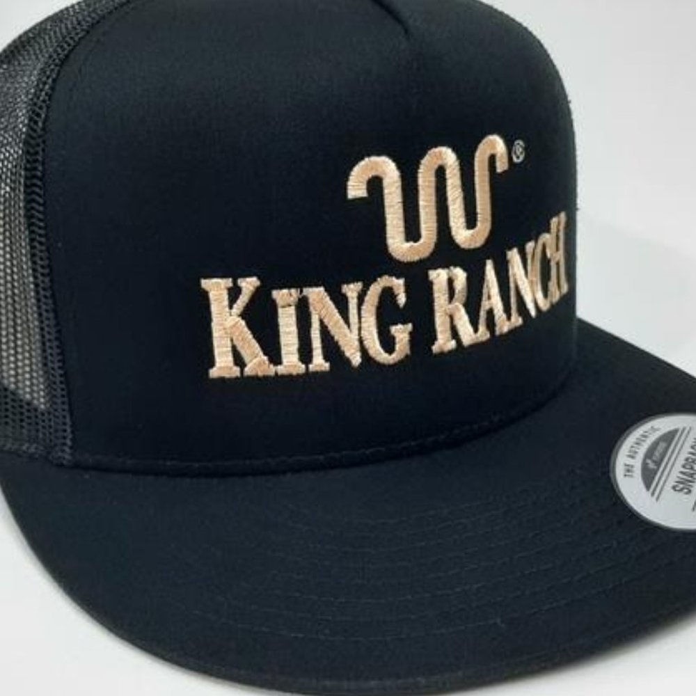 King Ranch Flat Bill Trucker Mesh Snapback Hat Cap Black Embroidered F150 Pride
